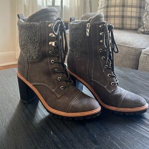 Nine West lace up fleece topped boots